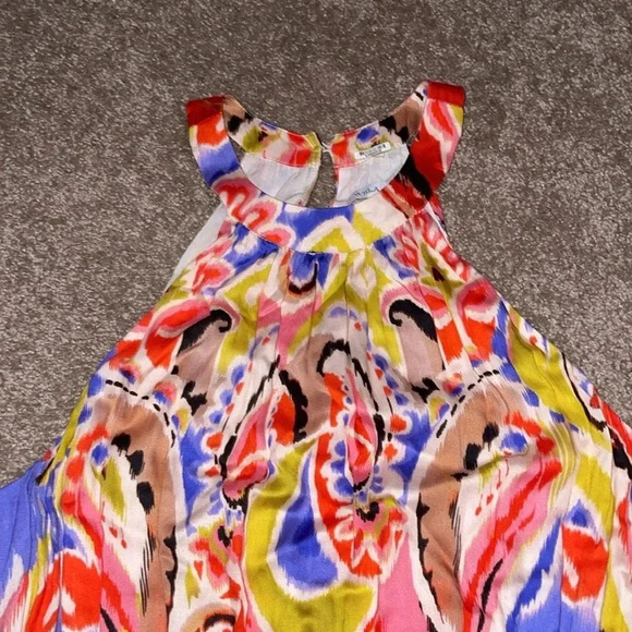 Willa Story Tiered Maxi Dress - Pink Orange Watercolor SZ Medium. N - Picture 1 of 5